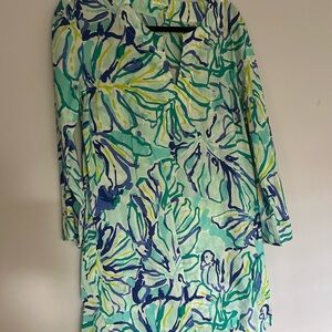 Lilly Pulitzer Blue and Green Leaf Print Tunic